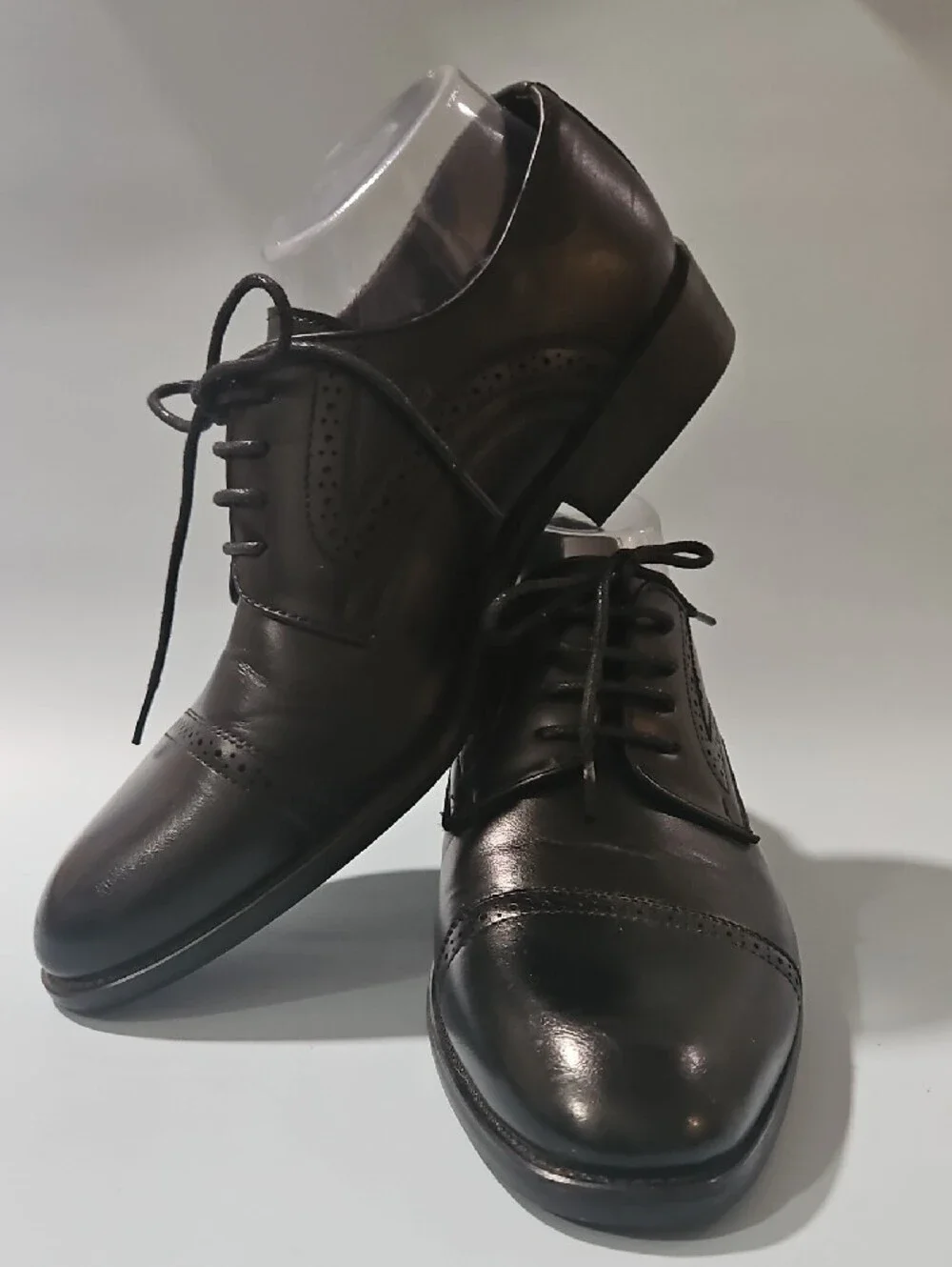 Men's Black Leather Derby Dress Shoes Classic Lace-Up. Handmade 40=size 7 Bin 11